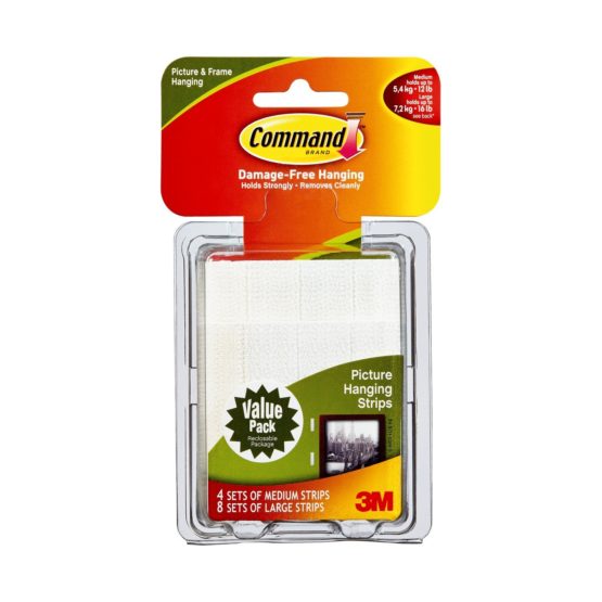 3M Command Picture Hanging Strips – Removable Hanging Strips for Large Picture Frames – Value Pack - 4 Pairs (Medium), 8 Pairs (Large)