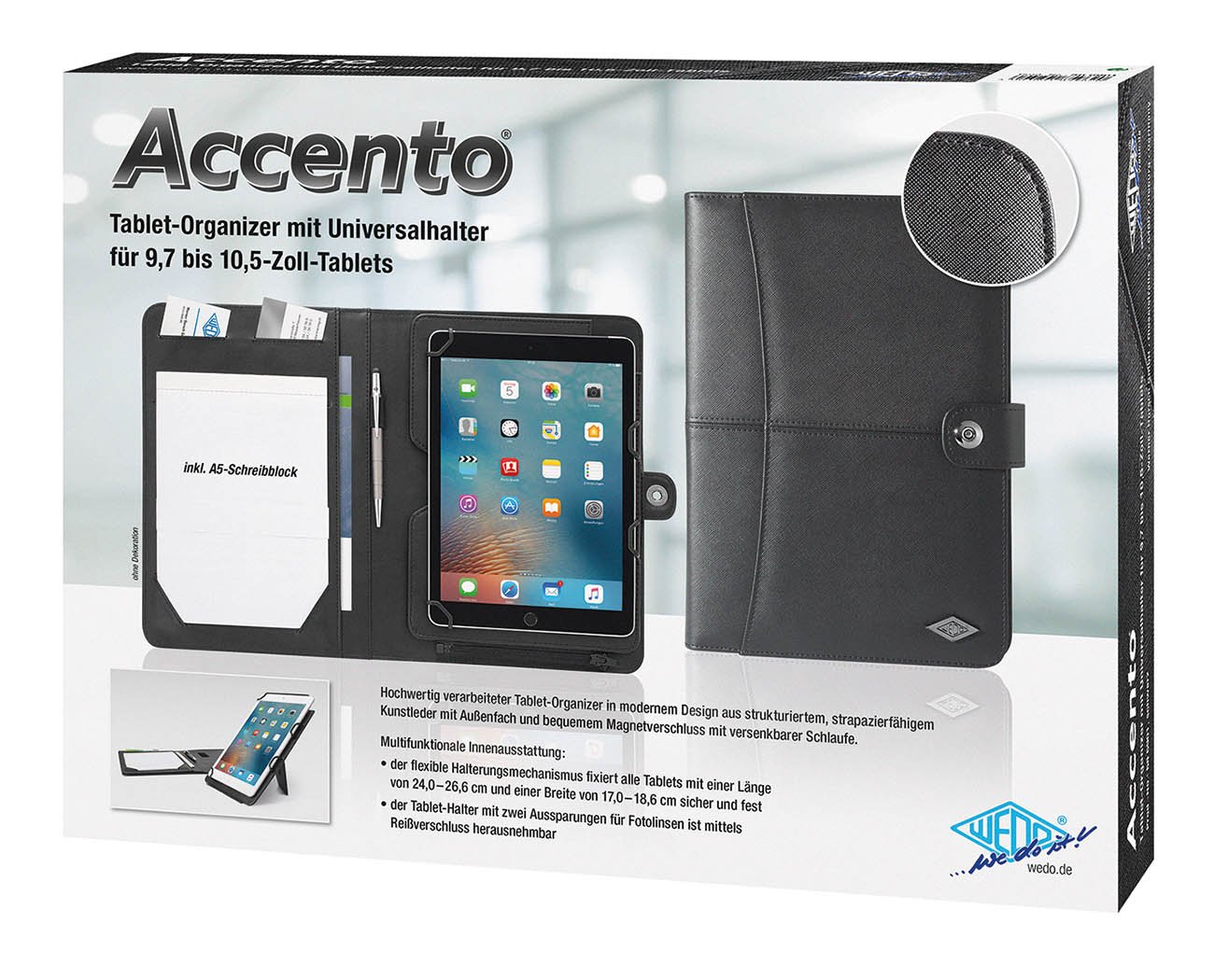 Wedo 58 6901 Accento Tablet-Organizer for 9.7/10.5-Inch Tablet, Black - Image 4