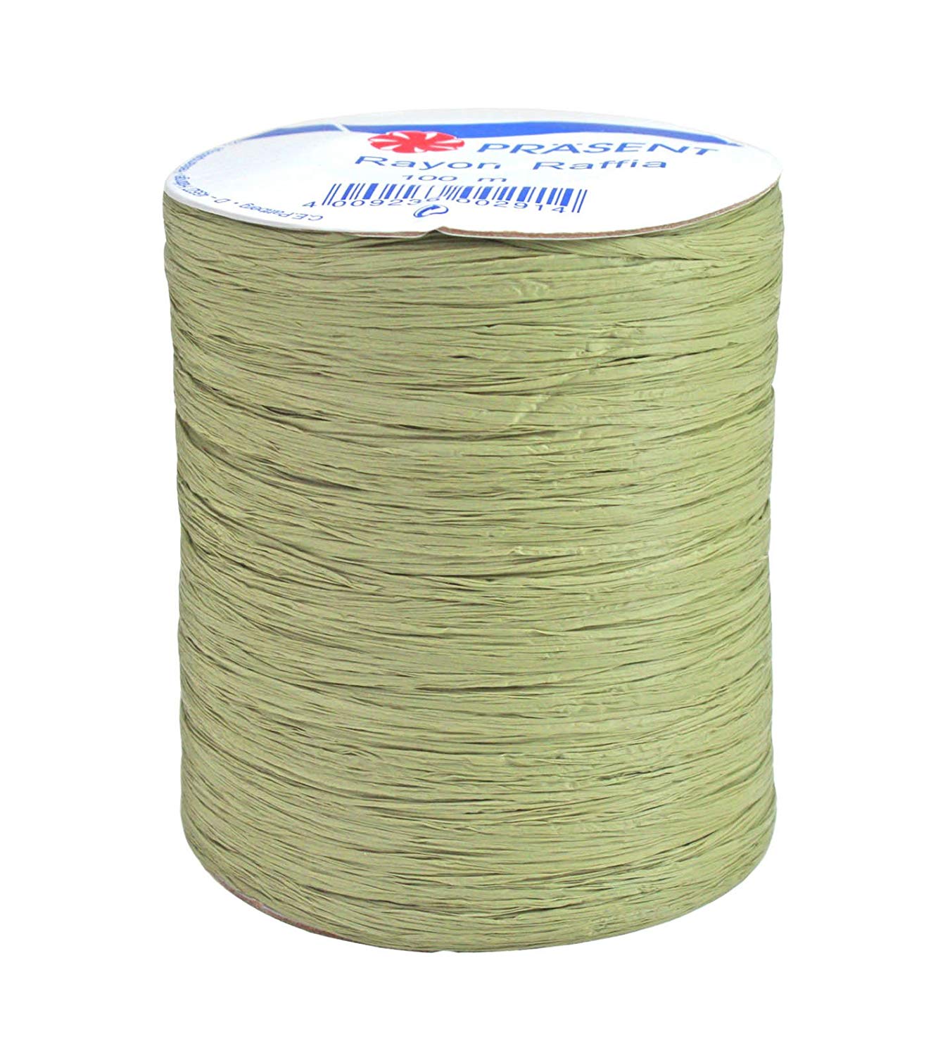 PRÄSENT - Rayon Raffia Biodegradable Ribbon Olive 100 meter spool