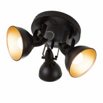 Briloner Leuchten Circular Ceiling Light with 3 Rotating and Pivoting Spotlights in Retro/Vintage Design, 40 W, Diameter 21 cm, Metal, E14, Black Gold, 21 x 21 x 15.6 cm