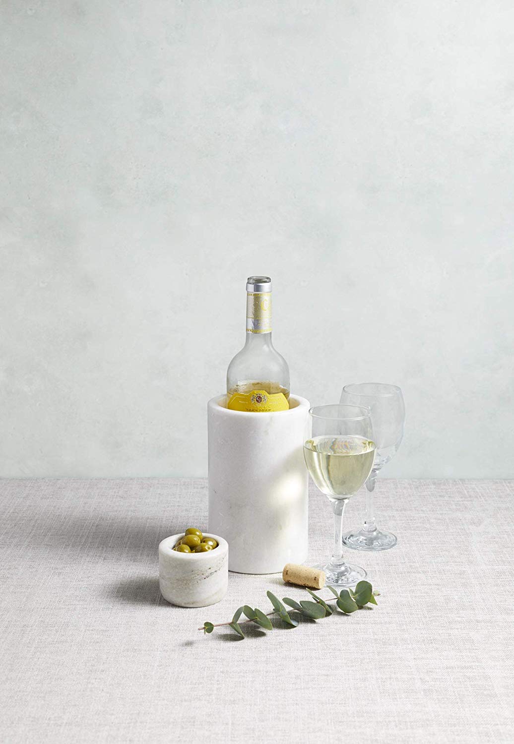 Artesà Marble Wine Cooler, Premium Natural Stone Drinkware /Bottle Holder, Chiller For Wine,White,12 x 12 x 19 cm - Image 3