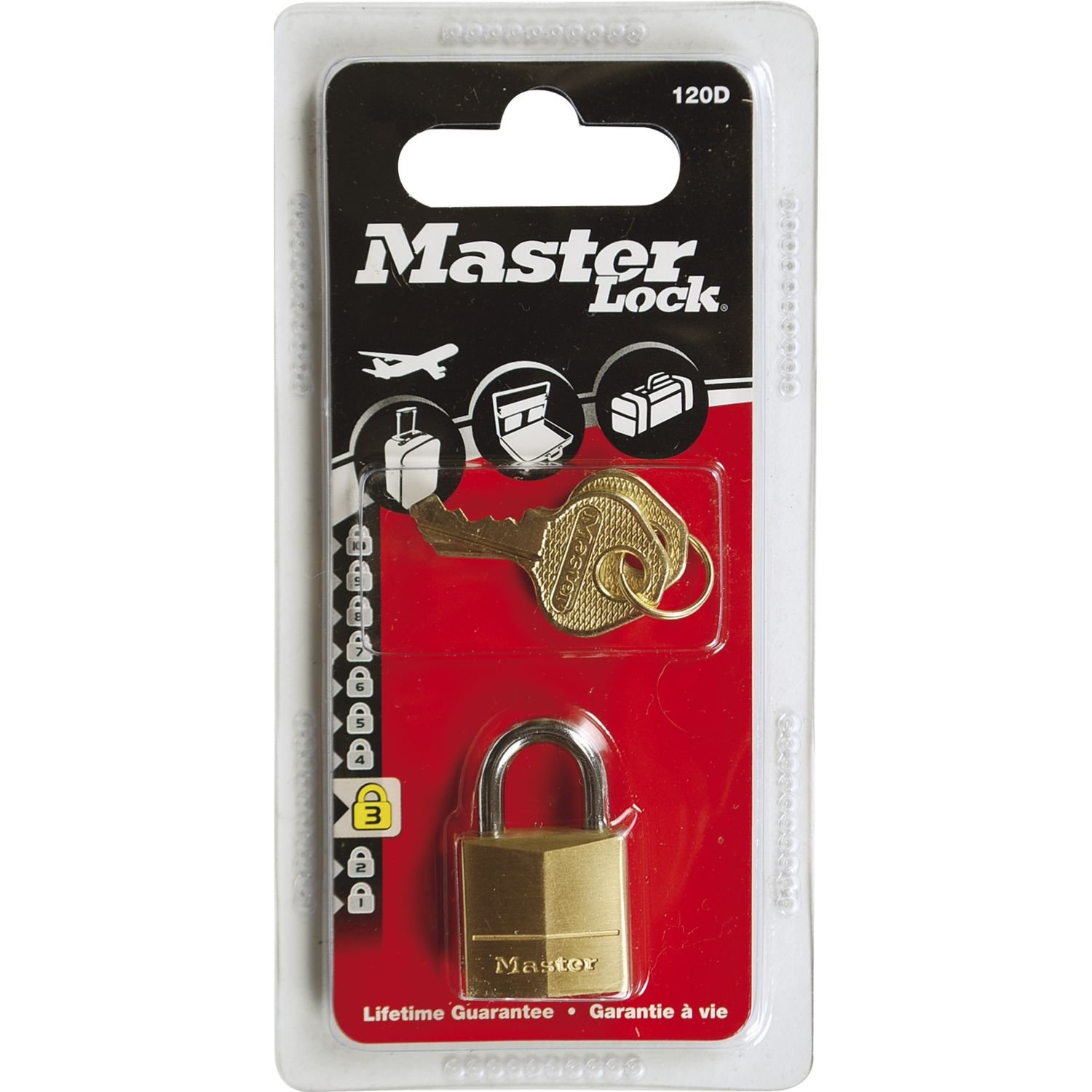Master Lock 120EURD Small Key Padlock with Brass Body, Gold, 3,4 x 2 x 1 cm, 2 cm