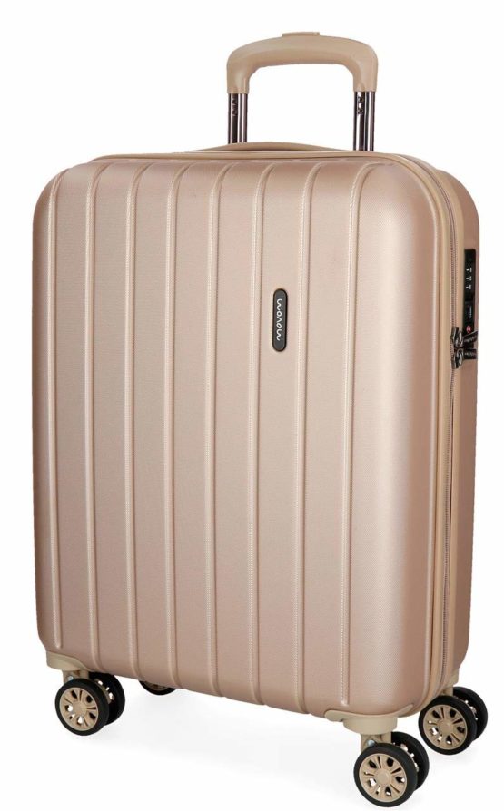 Movom Wood Beige Cabin Suitcase 40 x 55 x 20 cm Rigid ABS TSA Lock 38 Litre 2.9 kg 4 Double Wheels Hand Luggage