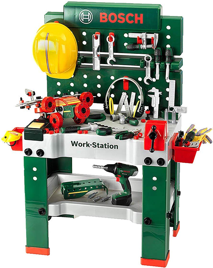 Theo Klein 8485 Bosch Workbench No. 1 I 150 Parts I Includes Cordless Screwdriver, Construction Set, Sander and Much More - Image 2