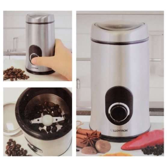 KitchenPerfected 150W 50g Spice & Coffee Grinder / One Touch Operation / Quiet Motor / Stainless Steel Blades / Transparent Lid / Safety Cut-Off / Safety Locking Lid - Brushed Steel - E5602SS - Image 2