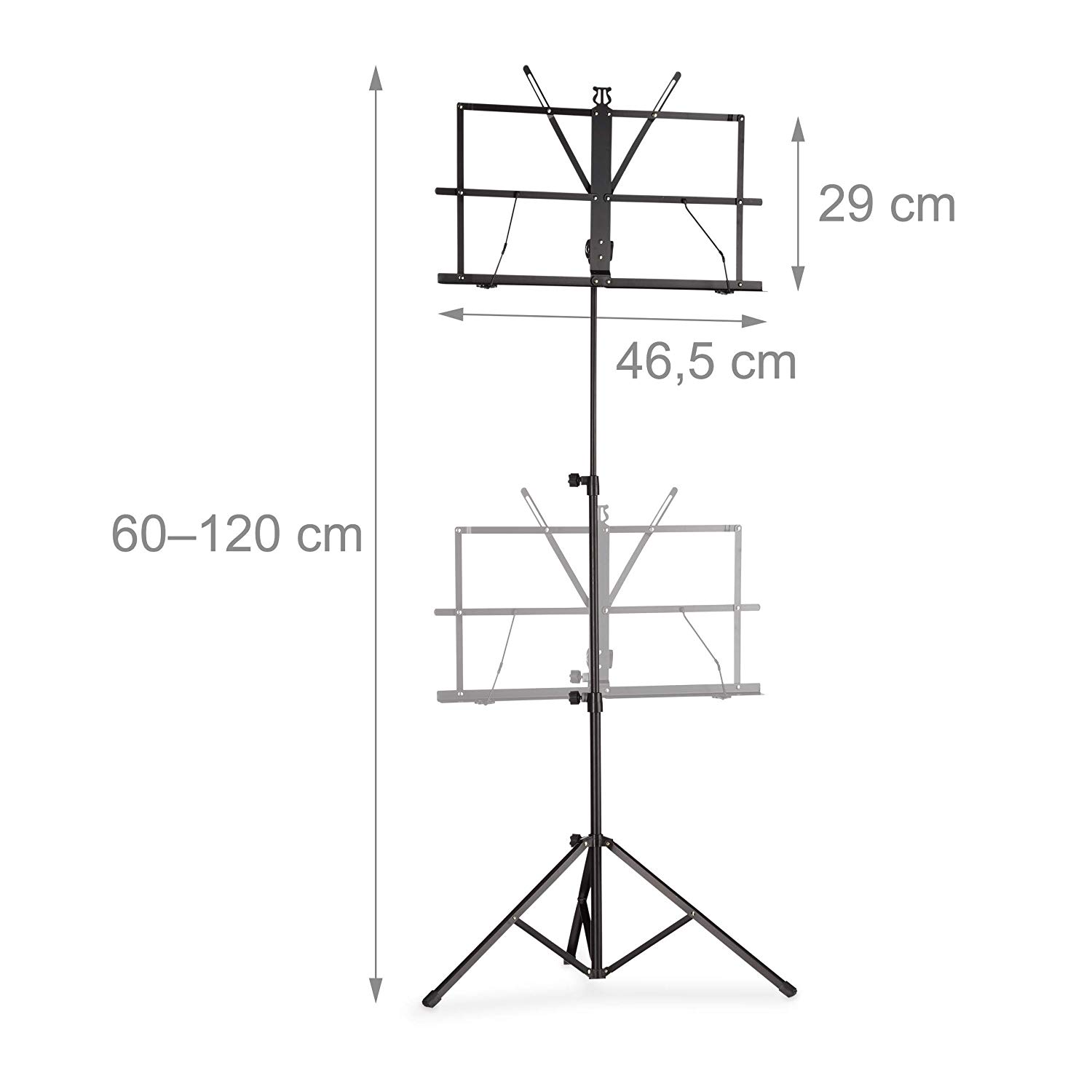 Relaxdays Orchestra Music Stand, Sheet Music Rest & Holder, Light & Foldable Desk, 60-130 cm, Black, Standard - Image 4