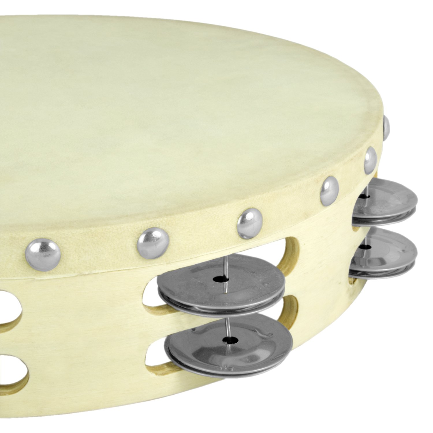 TIGER TAM98-10 10" Wooden Tambourine - Double Row - Natural, Beige, 10-inch - Image 3