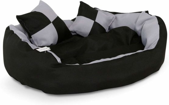 dibea Warm Basket Tearproof/Waterproof Cushion Dog/Cat Bed with Pillow, 65 x 50 x 20 cm, Black/Grey - Image 3
