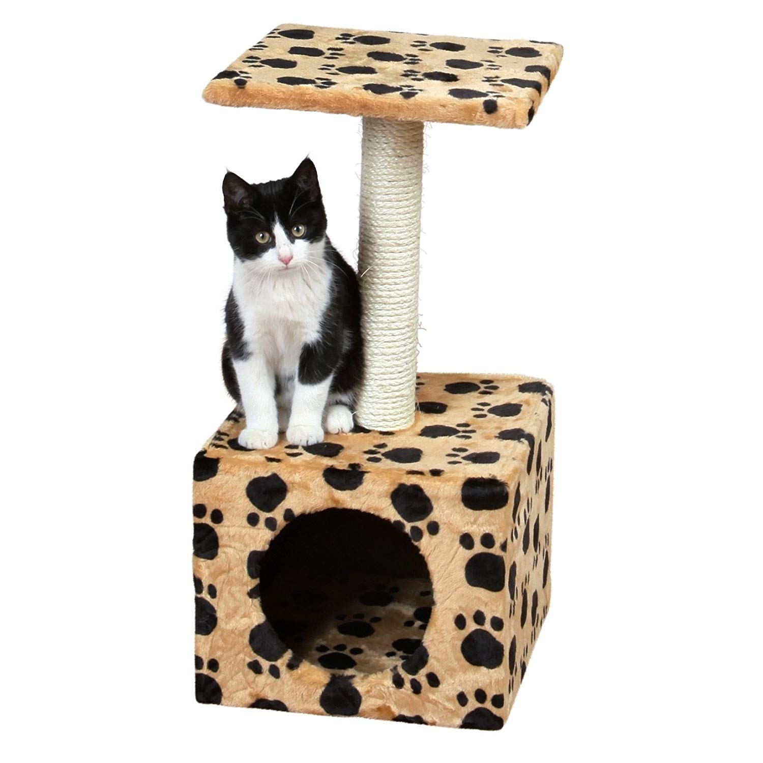 Trixie Zamora Scratching Post, with Paw Prints, 61 cm, Beige, Beige with Black Paws