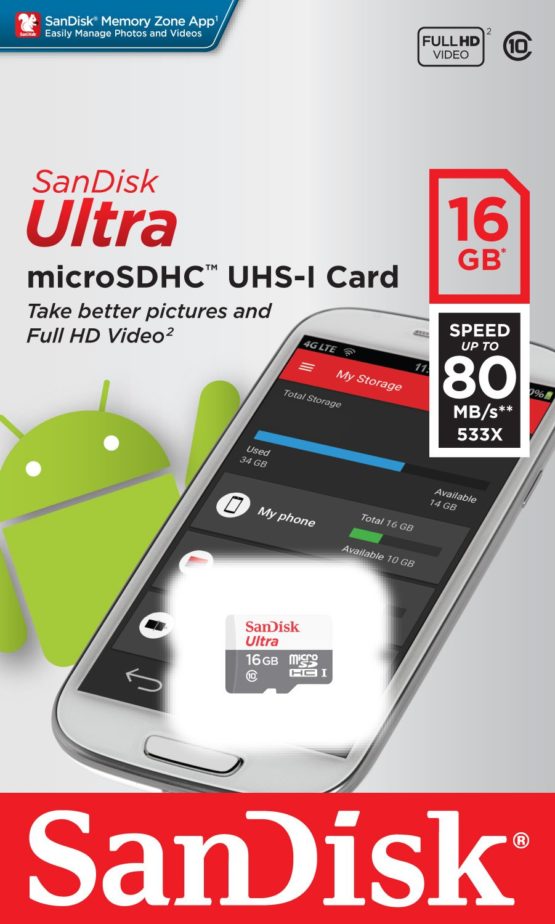 SanDisk 16 GB Ultra Android Class 10 MicroSDHC Memory Card , White - Image 3
