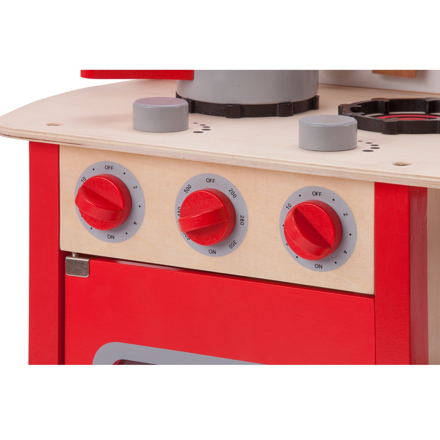 New Classic Toys Red Wooden Pretend Play Toy Kitchen for Kids with Role Play Bon Appetit Included Accesoires - Image 4