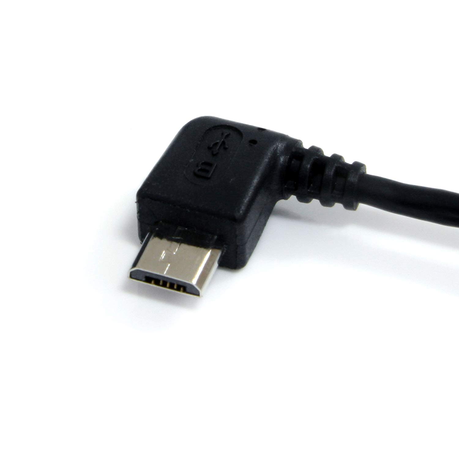 StarTech.com 3 ft / 91cm Micro USB Cable - A to Left Angle Micro B - USB Type A - 90 Degree Micro-USB Type B (M) - Black (UUSBHAUB3LA) - Image 2