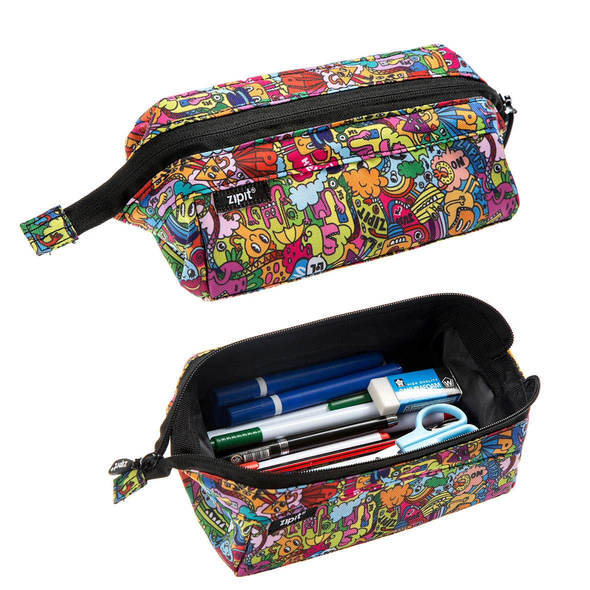 ZIPIT Lenny Pencil Case, Large Capacity Zipper Pouch for School Stationery Bag for Teen Girls Boys and Adults Teal