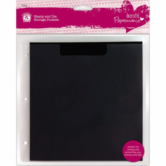 Papermania Plastic Stamp and Die Storage Pocket with Magnetic Shim, Pack of 10, Black