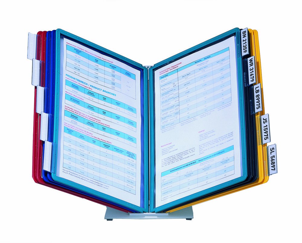 Durable VARIO Display Panel Desk Unit - 10 Panel and Tab Reference System in Assorted Colours - For Storing and Displaying A4 Documents - Image 3