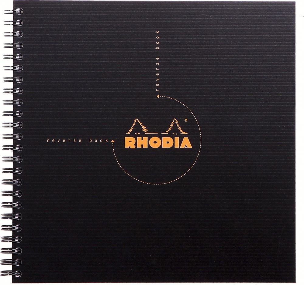 RHODIA 119960C - Spiral Notebook (Full Bound) Reverse Book Black 21x21 cm, ReverseBook