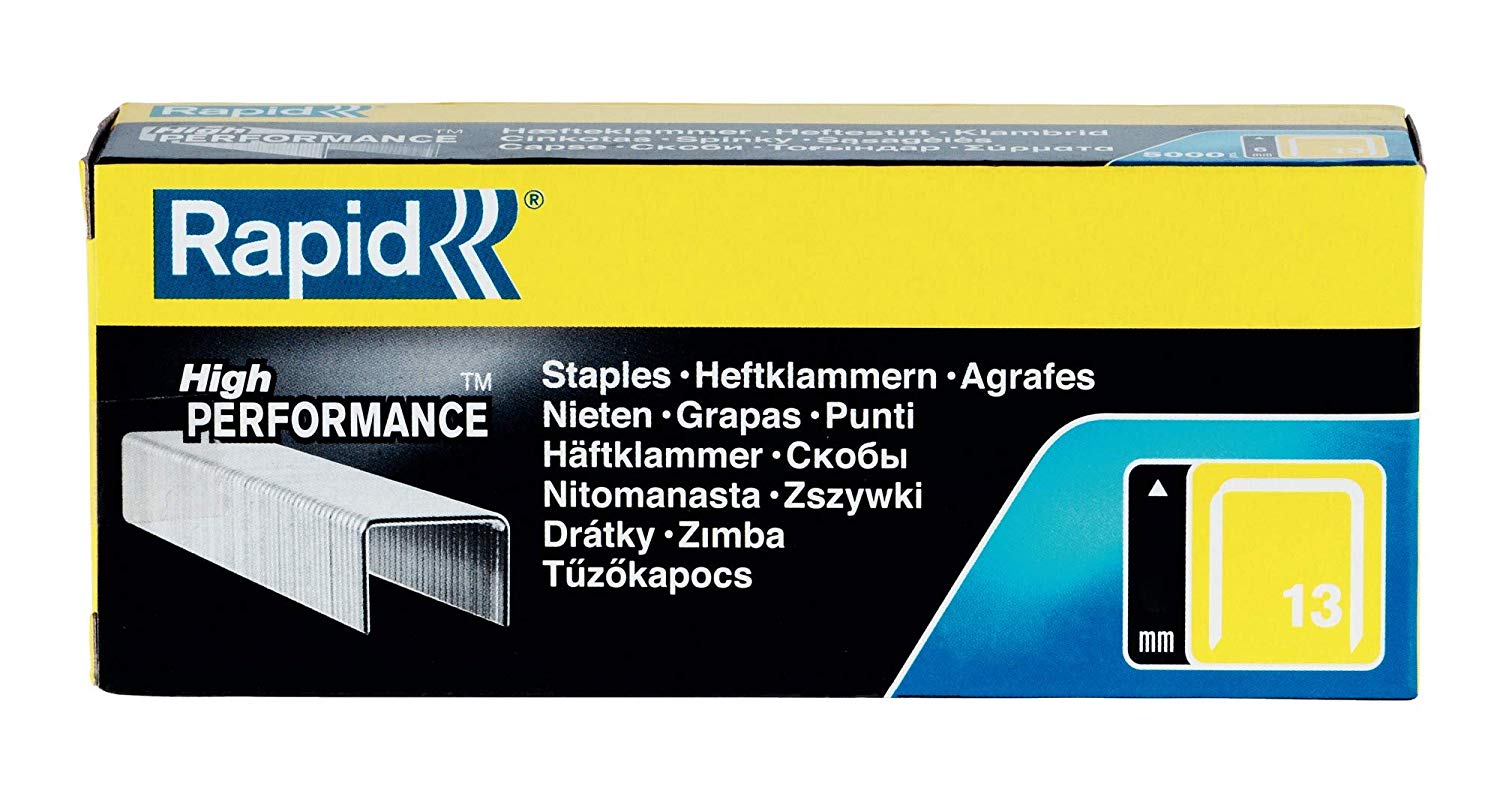 Rapid High-Performance Staples for Textiles Finewire No. 13, Leg Length 14mm, Staple Gun Staples, Galvanised Steel