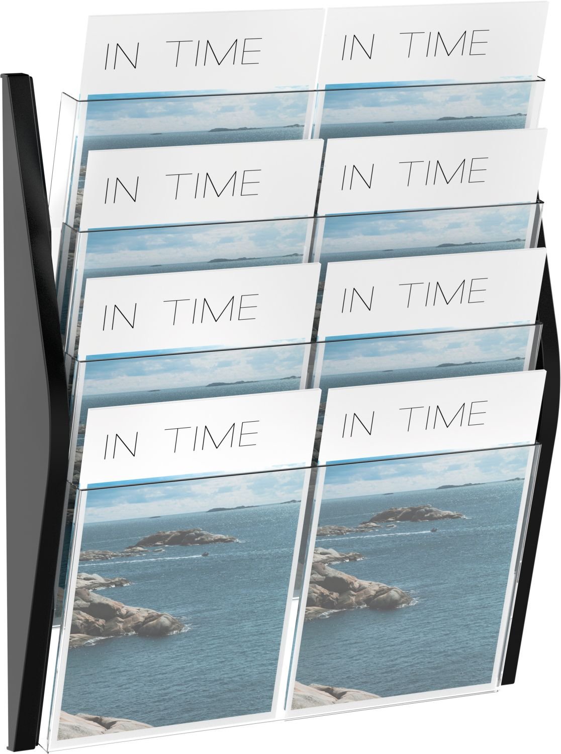 helit H6270495 Wall Arch Display Magazine File, 4 Pockets, A3, Landscape, Black - Image 2