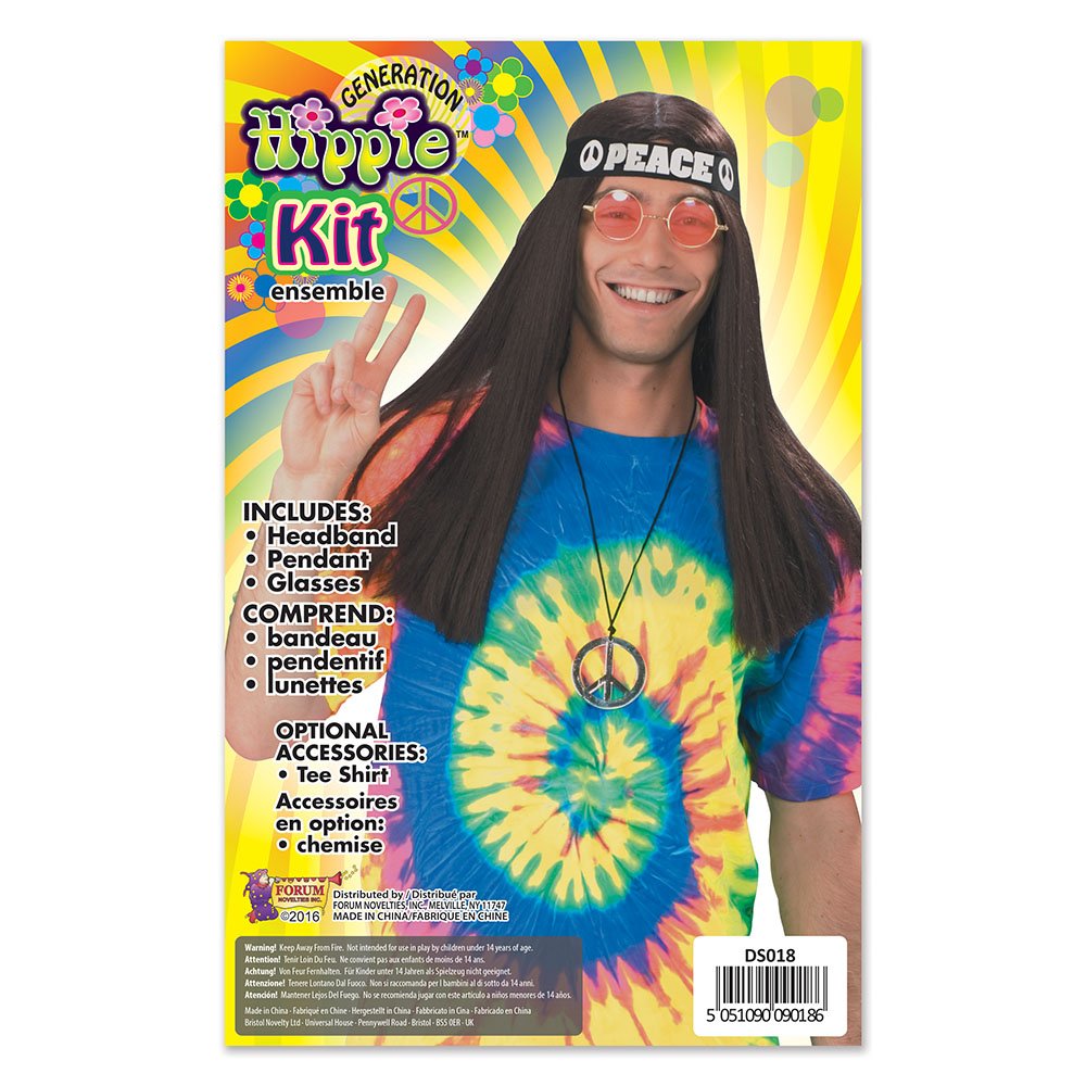 John Lennon Fancy Dress Costume Kit Hippy Hippie Headband Glasses Necklace Retro Halloween, Multicoloured - Image 3
