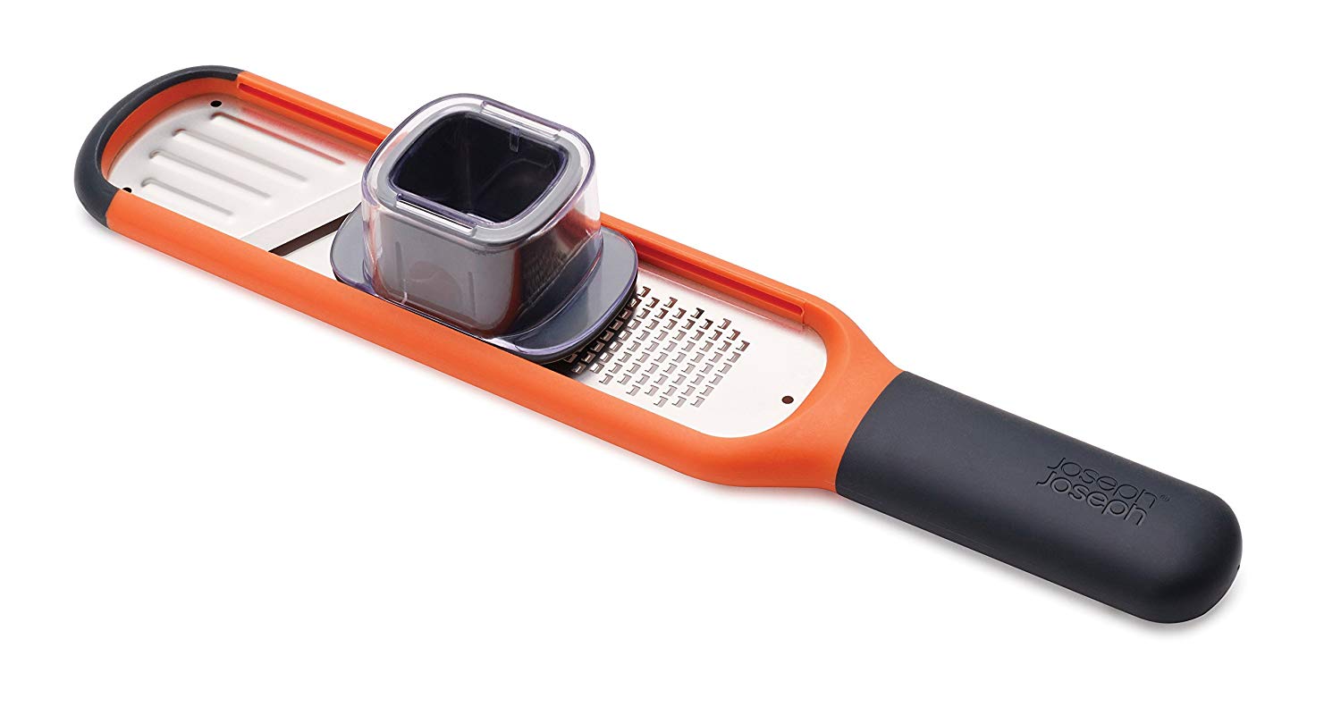 Joseph Joseph Handi-Grate 2-in-1 Mini Grater and Slicer, Razor sharp Stainless steel blades for grating and slicing - Orange, 24