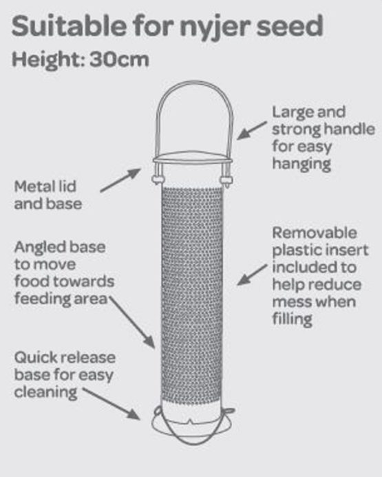 Peckish All Weather Metal Nyjer Seed Bird Feeder, Large - Image 3
