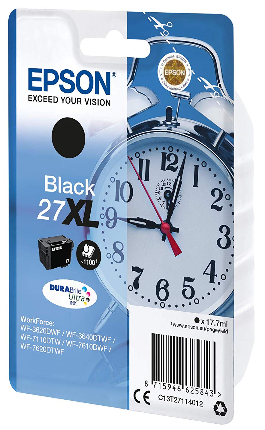 Epson 27XL Black Alarm Clock High Yield Genuine, DuraBrite Ultra Ink Cartridge, IND Black, XL High Capacity - Image 2