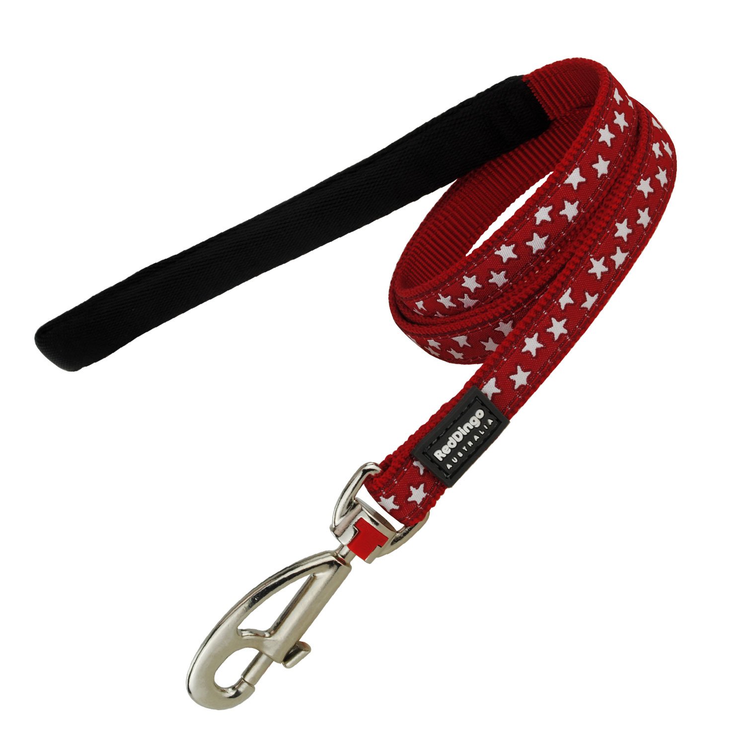 Red Dingo Padded Handle Dog Lead 1.2m Design, Stars Red, Extra Small 15mm