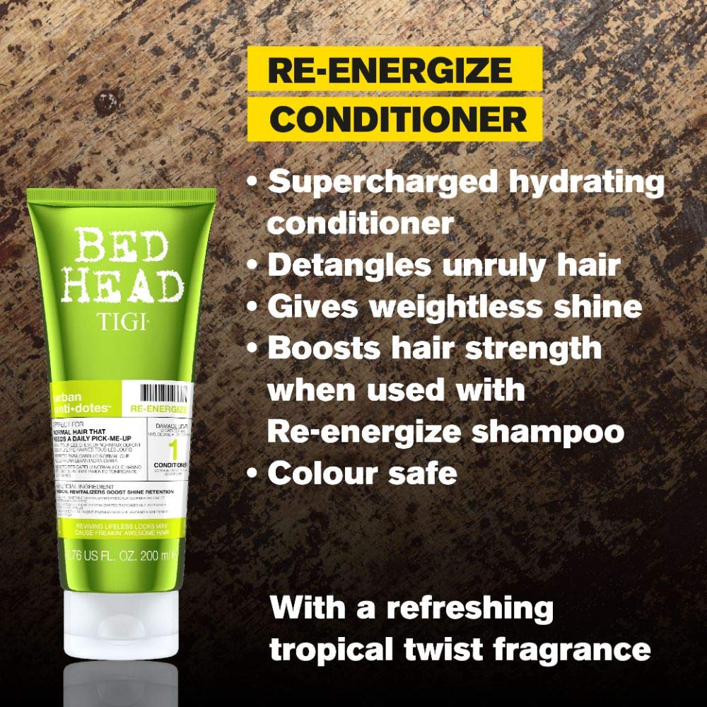 TIGI Bead Head Urban Antidotes No 1 Re-Energize Conditioner - 200 ml, Black/Photo Blue, 200 ml (Pack of 1) - Image 4