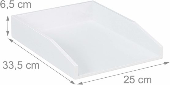 Relaxdays Document Filing Tray, Stackable, DIN A4 Letter Rack, Office, Desk, Bamboo, White, 6x25x33 cm - Image 3