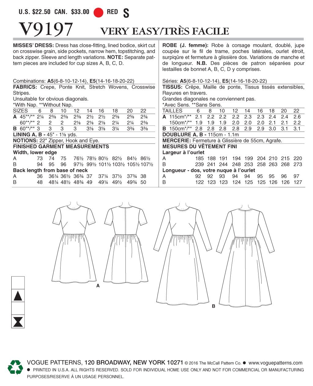 Vogue Patterns 9197 E5 Misses Dress,Sizes 14-22, Tissue, Multicoloured, Multicolor, 15.00 x 0.5 x 22.00 cm - Image 4