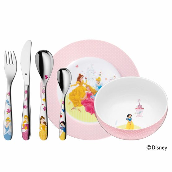 WMF 12824099641 Children's Crockery Set 6-Piece Princess Cromargan 18/10 Stainless Steel Polished Suitable from 3 Years 35.1 x 33.4 x 20.3 cm