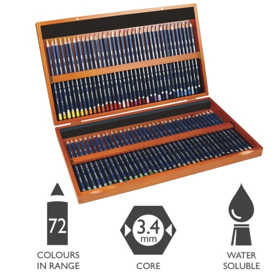 Derwent Watercolour Pencils, Painting & Drawing, Set Of 72 In Wooden Gift Box, Ideal For Blending & Layering, Professional Quality, 32891 - Image 2