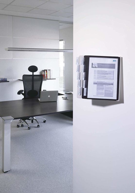 Durable SHERPA Display Panel Wall Unit | 10 Panels in Black and Grey | Ideal for Storing and Displaying A4 Documents - Image 3