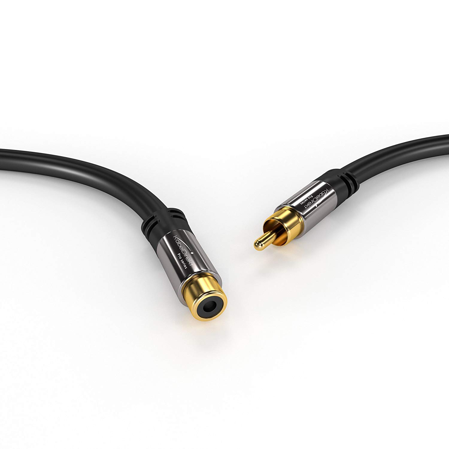 KabelDirekt, RCA extension cable, 2m, extra break-resistant Hybrid cable for brilliant sound quality (subwoofer/audio cable - Image 2