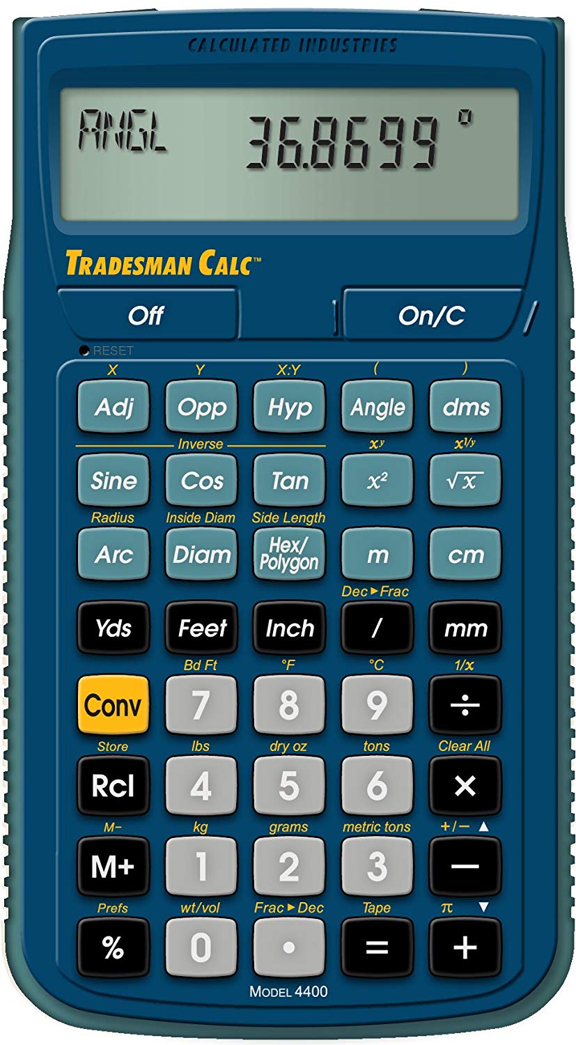 Calculated Industries 4400 Tradesman Calc Calculated Industries Trades Math Conversion Calculator, Blue, Small