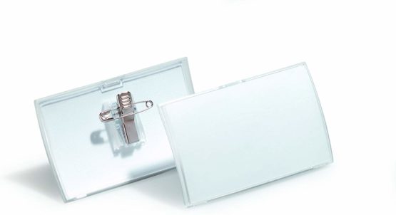 Durable Click Fold Name Badge 54 x 90 mm with Combi Clip Transparent | Pack of 25 | Ideal for Events and Visitor Management - Image 3