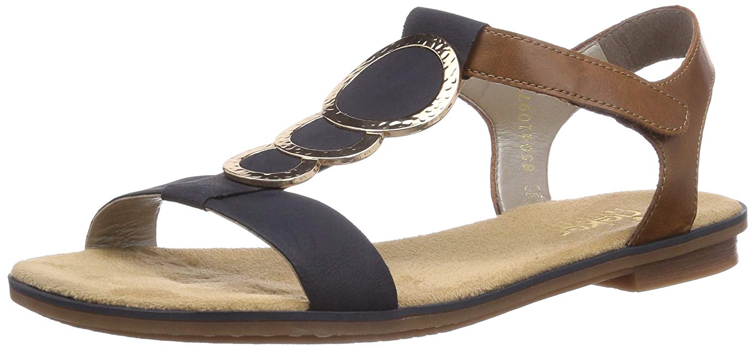 Rieker 64278-16, Women’s Heels Sandals, Blue (Navy/Tan), 8 UK (42 EU)