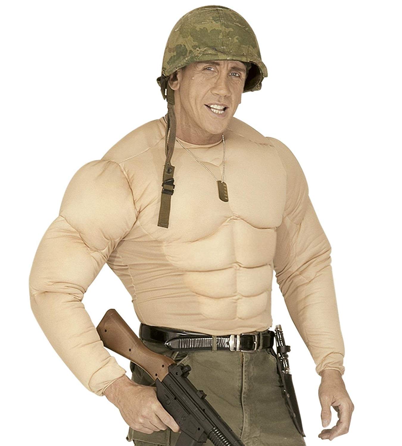 xL Muscle Shirt Costume Extra Large for Super Hero Fancy Dress, Nude - Image 3