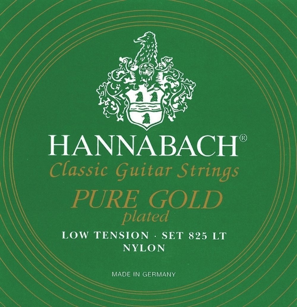 Hannabach 652648 Klassikgitarrensaiten Serie 825 Low Tension Spezialvergoldung - 3er Bass high, Grün