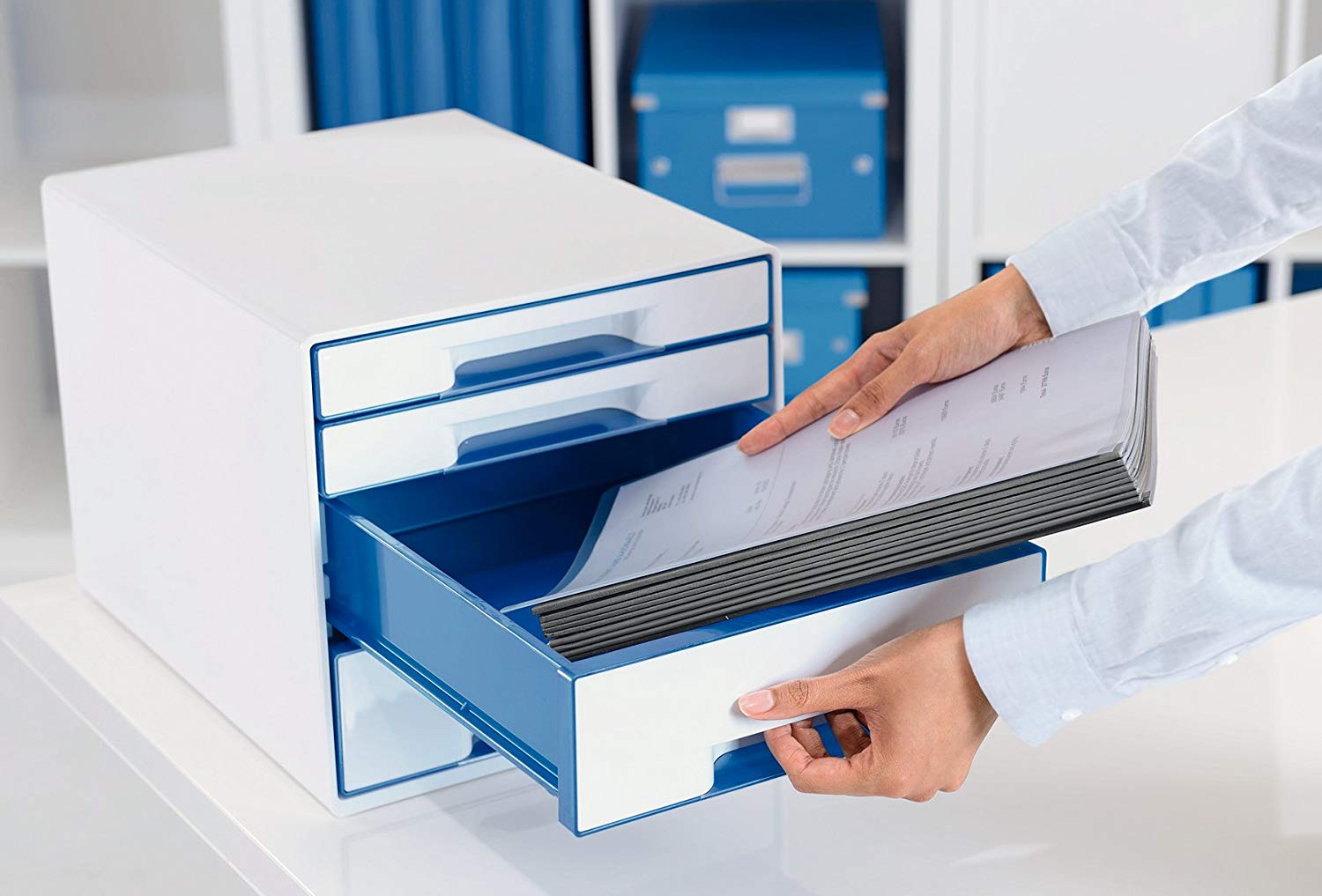 Leitz 52132036 "WOW CUBE" 4 Cabinet Drawer - Blue Metallic, 4 Schubladen - Image 2