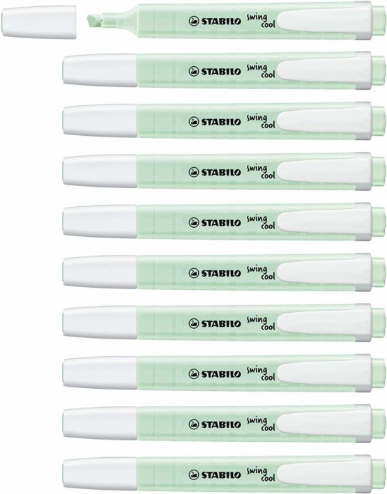 Highlighter - STABILO swing cool Pastel Box of 10 Hint of Mint