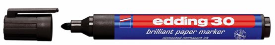 edding 30 brilliant paper marker - black - 1 waterproof permanent marker - round nib 1.5-3 mm - vibrant colours - lightfast marking on paper, card, cardboard, plastic, metal and glass
