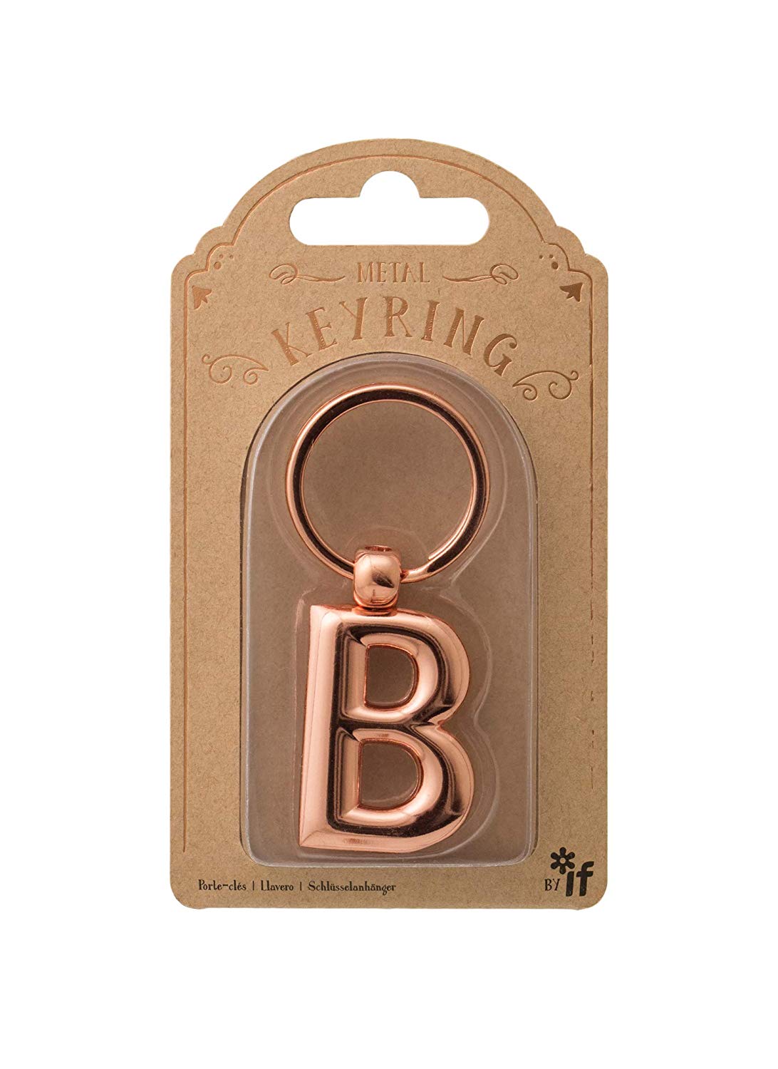 IF Metal Letter Keyring Personalised Alphabet Letters - Rose Gold - B - Image 2