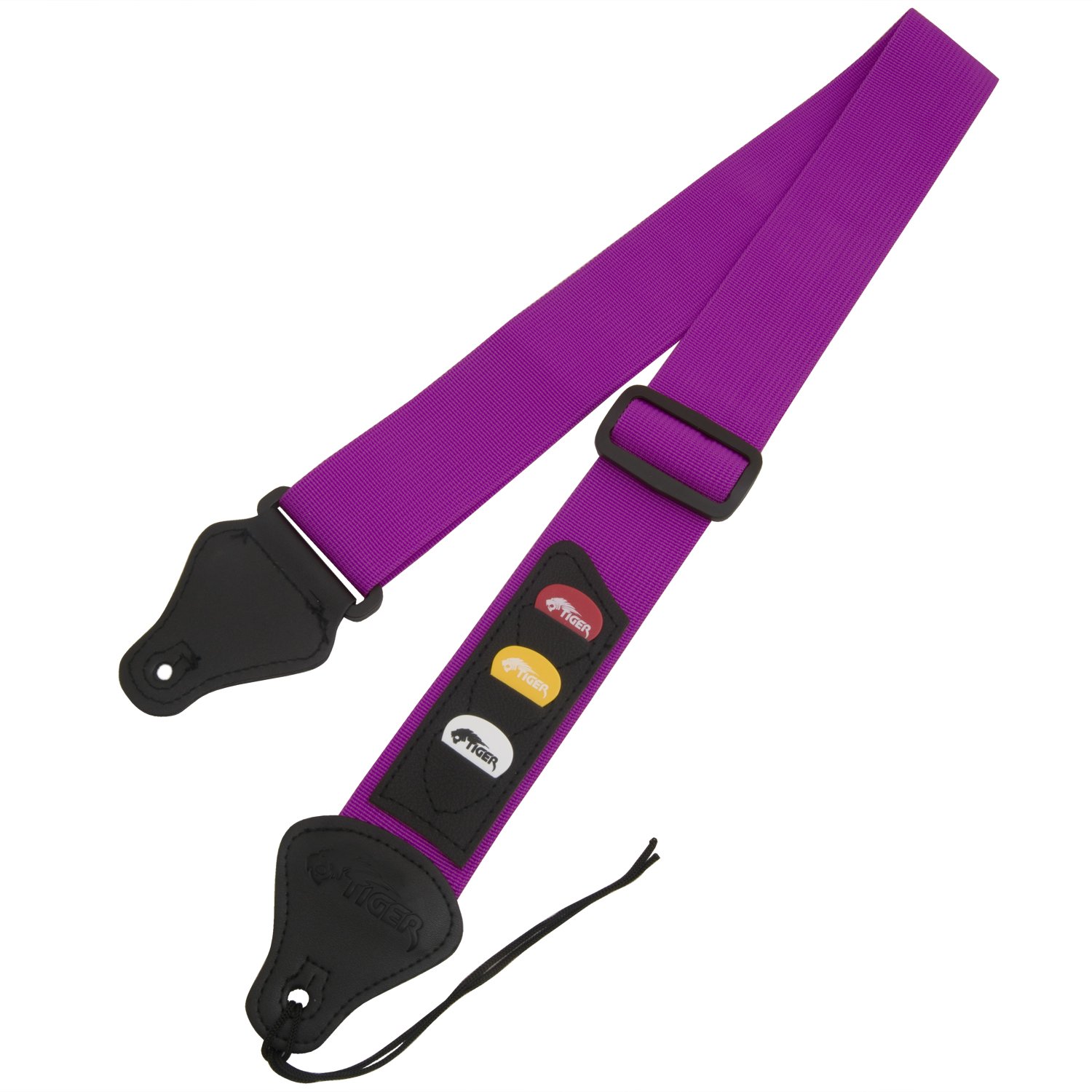TIGER STP4-PU Guitar Strap with Plectrum Holders - Purple - Image 2