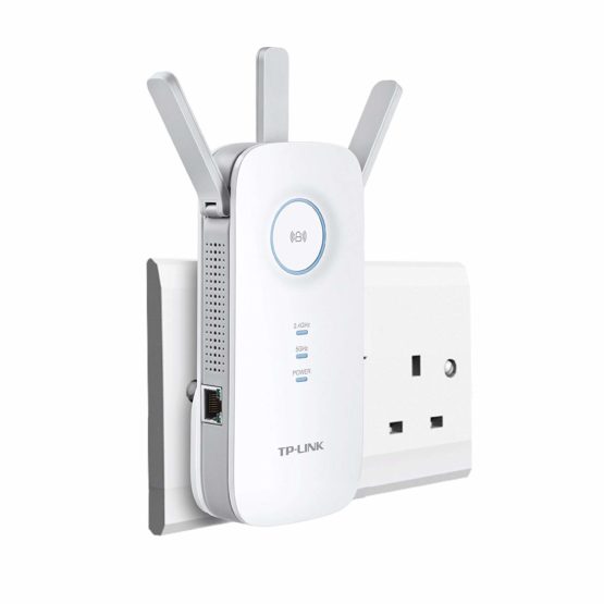 TP-Link AC1750 Universal Dual Band Range Extender, Broadband/Wi-Fi Extender, Wi-Fi Booster/Hotspot with 1 Gigabit Port and 3 External Antennas, Built-in Access Point Mode, UK Plug (RE450), White