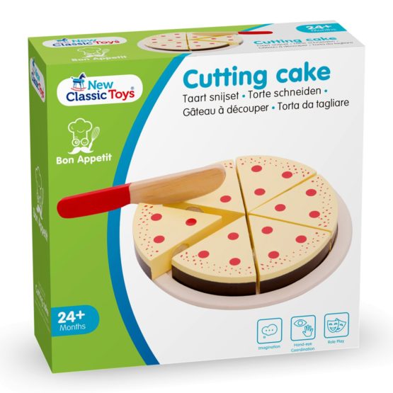 New Classic Toys 10585 Wooden Pretend Play Kids Cutting Cake Cream Cooking Simulation Educational Perception Toy for Preschool Age Toddlers Boys Girls, Multi Color - Image 3
