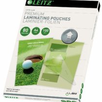 Leitz 74780000 Laminating Pouches Made of 80 Micron Thick Material (Transparent, Glossy, A4 and UDT) - Pack of 100