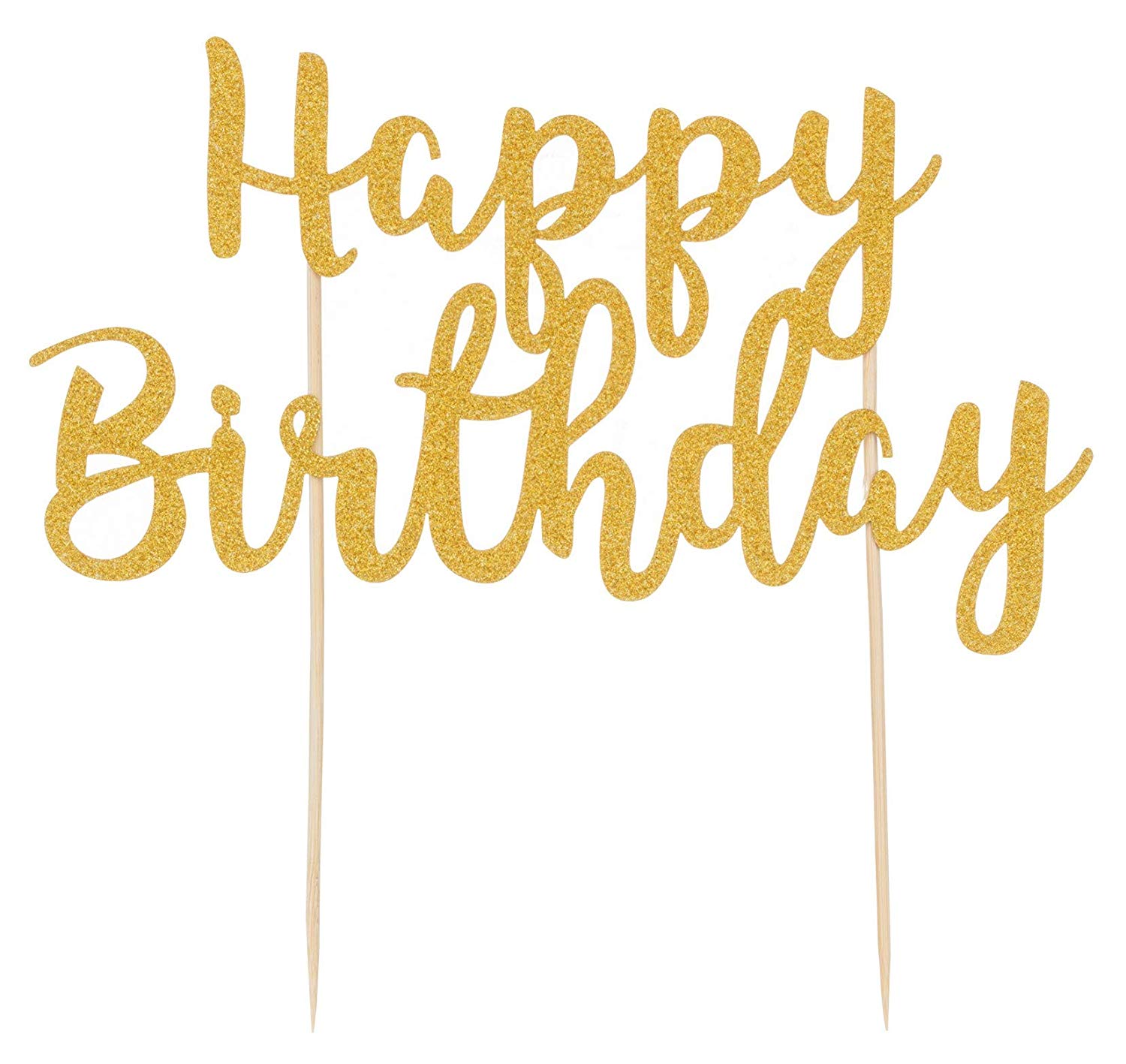 Mason Cash Happy Birthday Cake Topper - Reusable Acrylic Cake Decoration, Gold, 30 x 21 cm