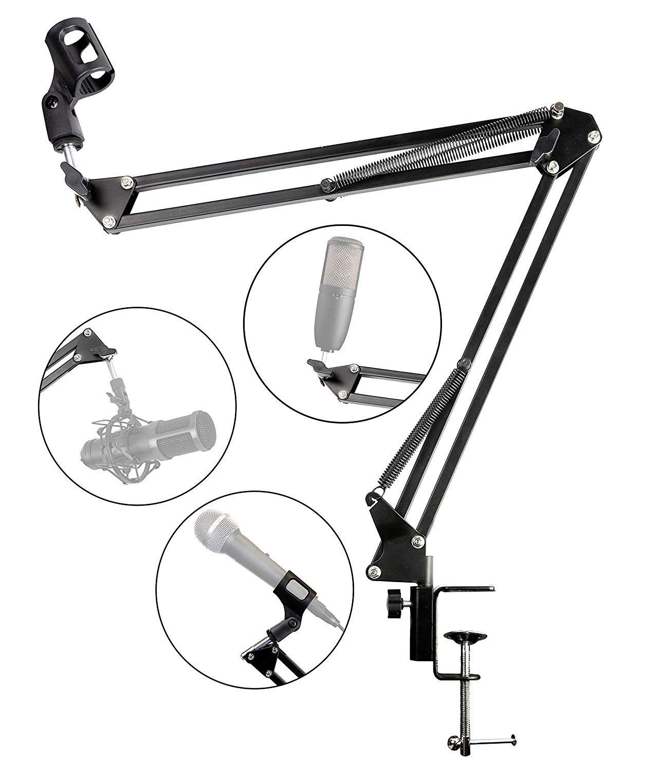 RockJam MS050 Microphone Stand Microphone Scissor Arm Stand Compact Mic Stand made of Durable Steel, Black