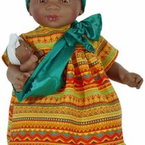 Nines Artesanals d'Onil Ref.1265 Maha is an Ethnic Doll Characteristic and Colorful Dress. in Addition, on her Head she Wears a Very Striking Bow. She Comes with a Small Baby, Mix